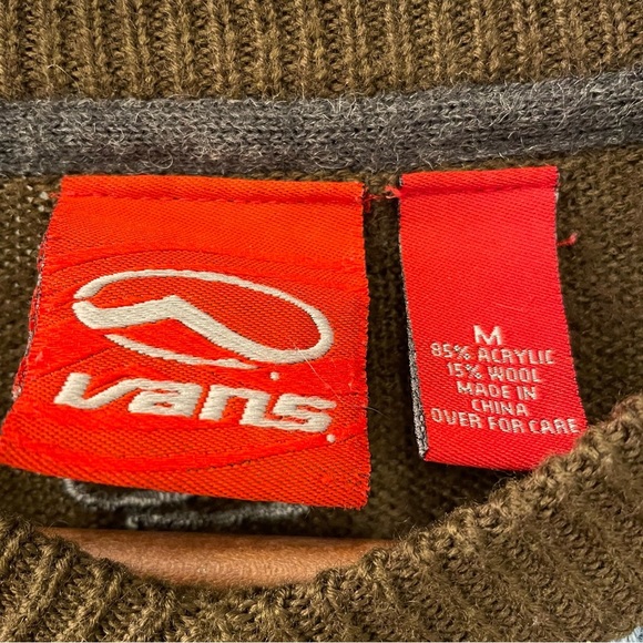 Vans Sweater Brown w/ Blue & White Argyle Men’s Size Medium - Picture 6 of 11